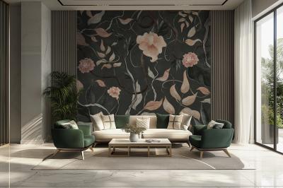Tapete mit zarten Blumen für Wand